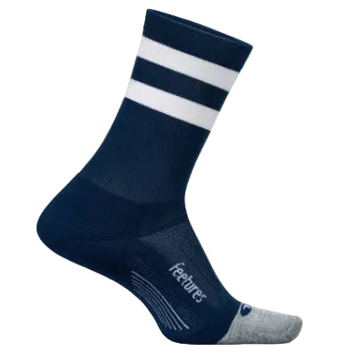 Feetures Elite Light Cushion Mini Crew Socks - Navy High Top Stripe