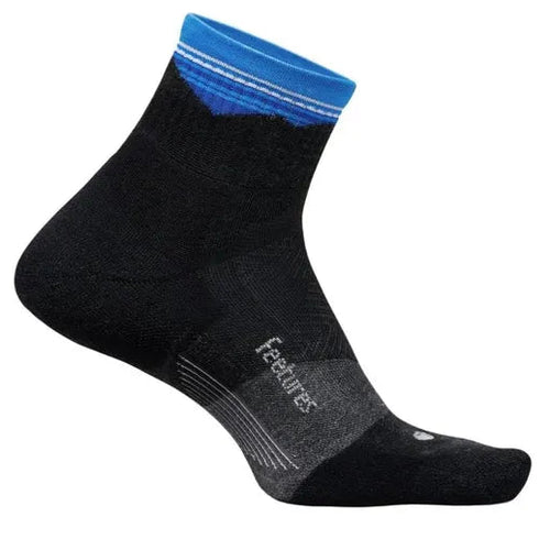 Feetures Trail Max Cushion Quarter Socks - Blue Ridge Charcoal