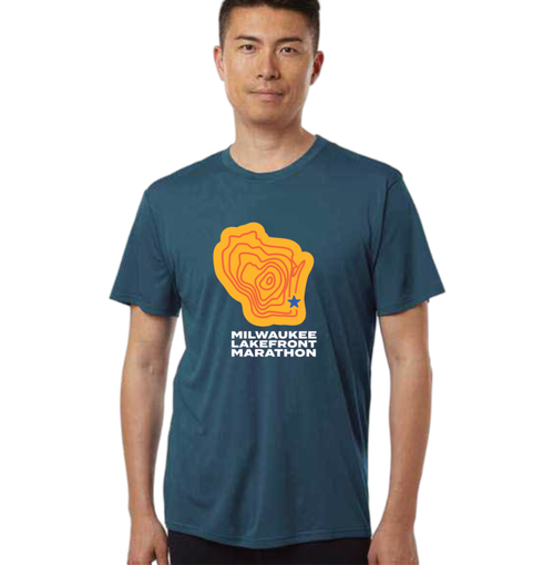 Men's Milwaukee Lakefront Marathon 2026 Patchwork T-Shirt - Navy