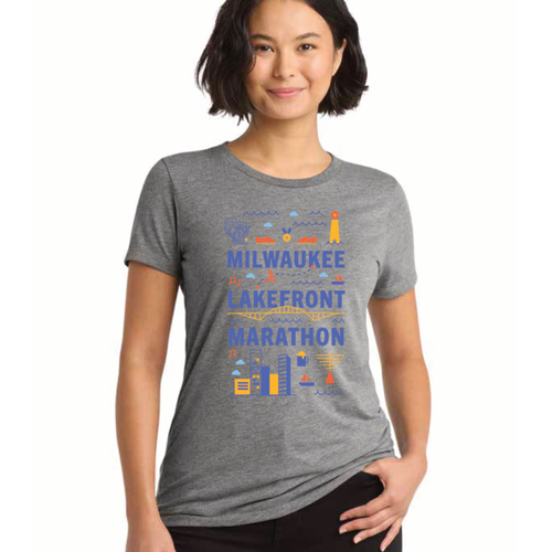 Women's Milwaukee Lakefront Marathon 2026 Tri-Blend T-Shirt - Light Heather Grey