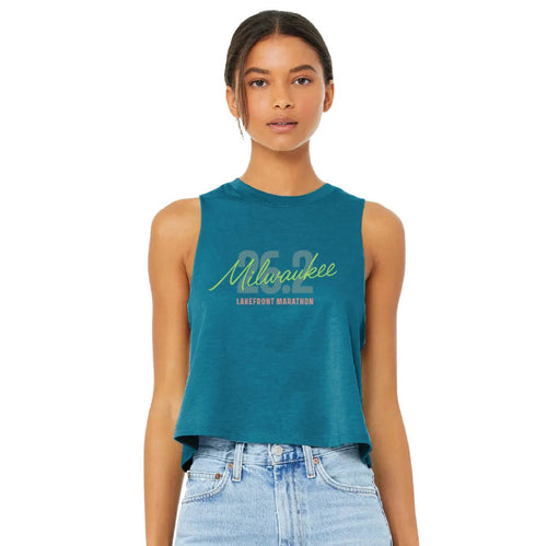 Women's Milwaukee Lakefront Marathon 26.2 Tank - Heather Deep Teal