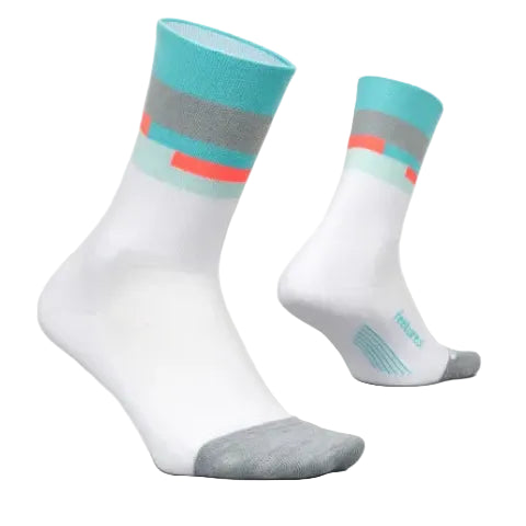 Feetures Elite Light Cushion Mini Crew Socks - Aquatic White