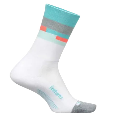 Feetures Elite Light Cushion Mini Crew Socks - Aquatic White