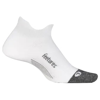 Feetures Elite Light Cushion No Show Tab Socks - White