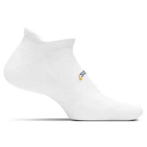 Feetures High Performance Max Cushion No Show Tab Socks - White