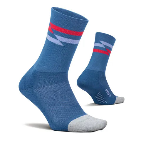 Feetures Elite Light Cushion Mini Crew Socks - Blue Track