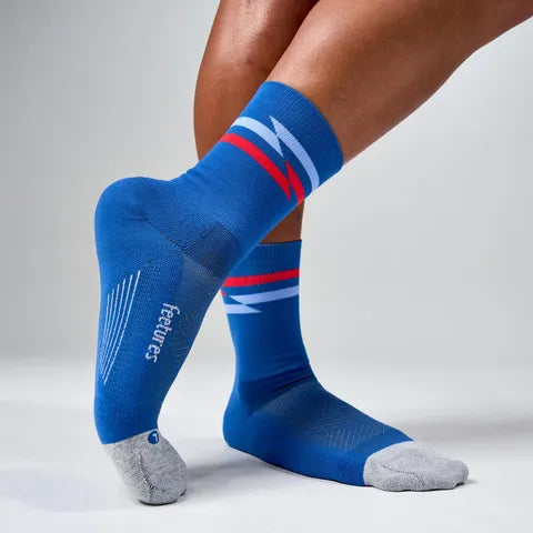 Feetures Elite Light Cushion Mini Crew Socks - Blue Track