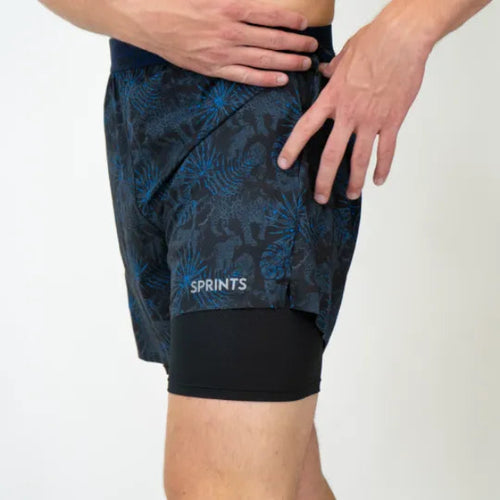 Men's Sprints Avigate 5" Fusion Shorts - Acid Jags Blue