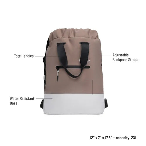 Vooray Flex Cinch Backpack - Neutral Color Block