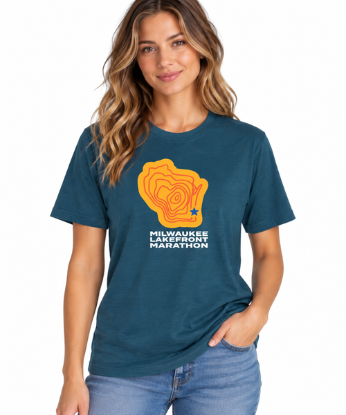 Men's Milwaukee Lakefront Marathon 2026 Patchwork T-Shirt - Navy