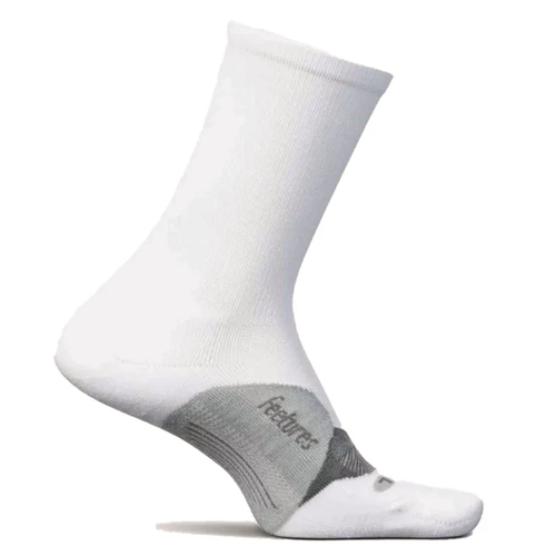 Feetures Elite Light Cushion Mini Crew Socks - White