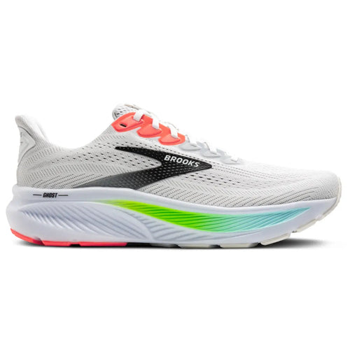 Men's Brooks Ghost 17 - White/Pink Clay/Gecko