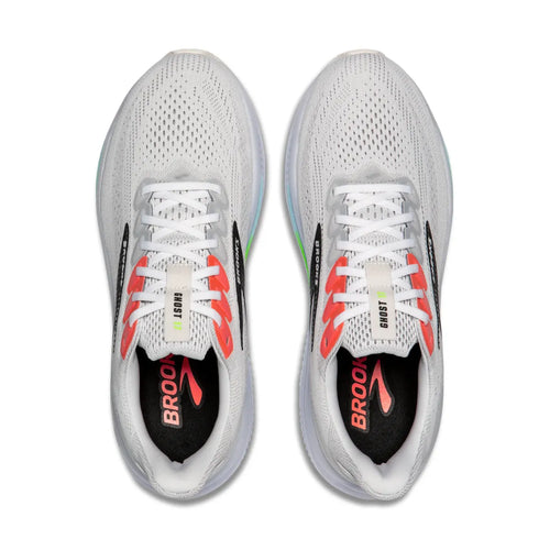 Men's Brooks Ghost 17 - White/Pink Clay/Gecko