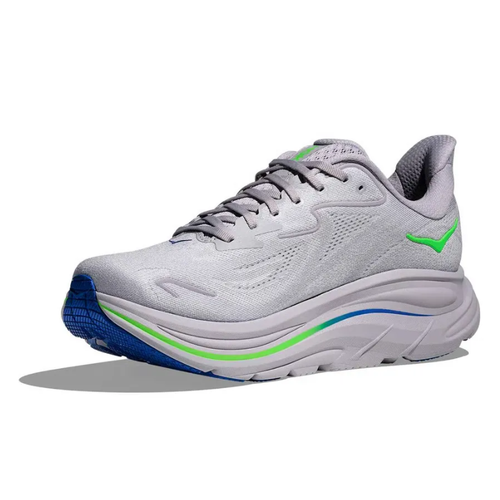 Men's HOKA Clifton 10 - Ash Grey/Neon Green