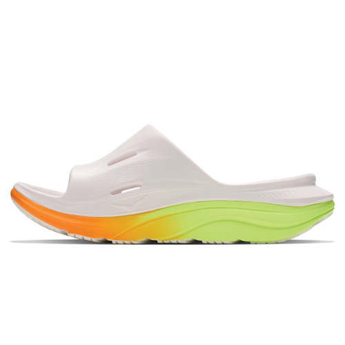 Women's HOKA Ora Recovery Slide 3 - White/Neon Yuzu