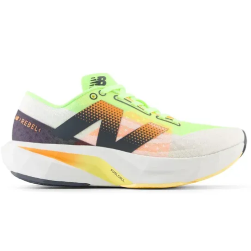 Women's New Balance FuelCell Rebel v4 - White/Bleached Lime Glo/Hot Mango