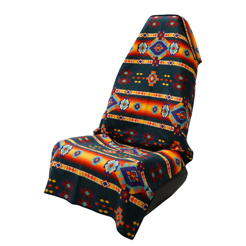 Sprints Towel Car Seat Cover - Aztec Artisans/Chocolate Currency