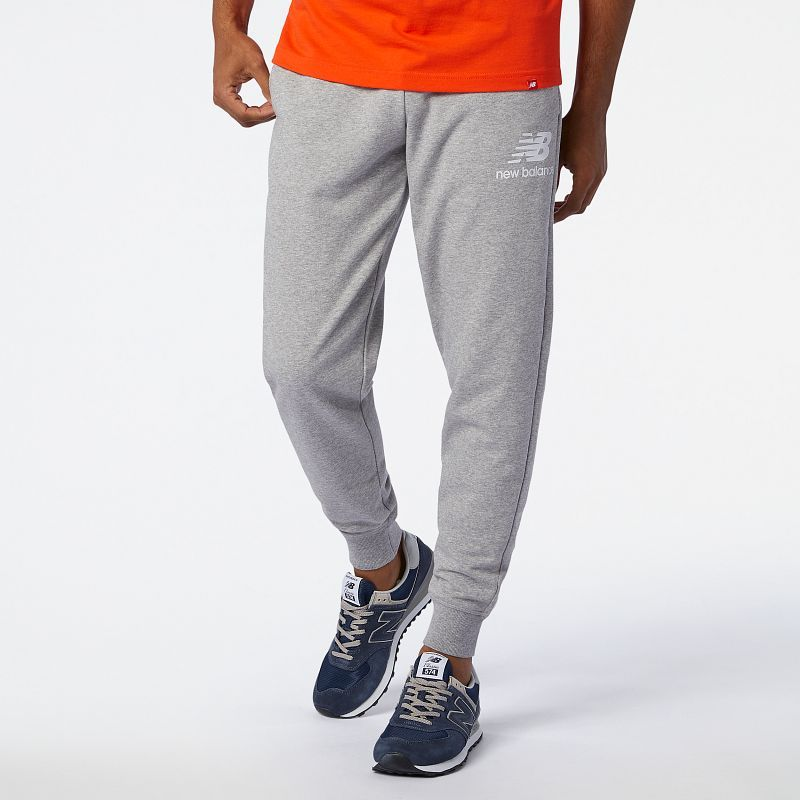 Men s New Balance Essentials Stacked Logo Sweatpant Athletic Grey Goodmiles Running Company