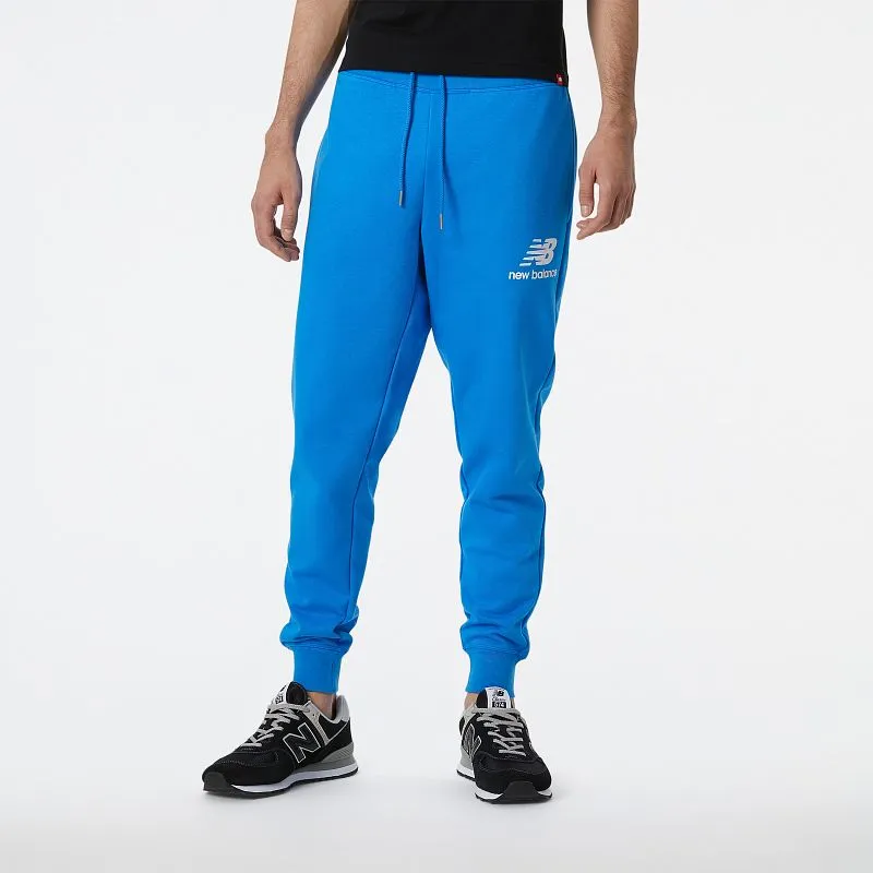 Men s New Balance Essentials Stacked Logo Sweatpant Blue Goodmiles Running Company